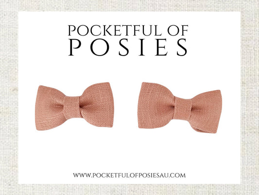 Posie Pigtail bows dusty peach