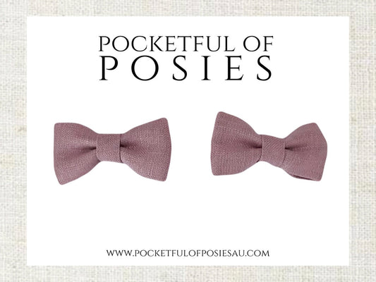Posie Pigtail bows vintage rose