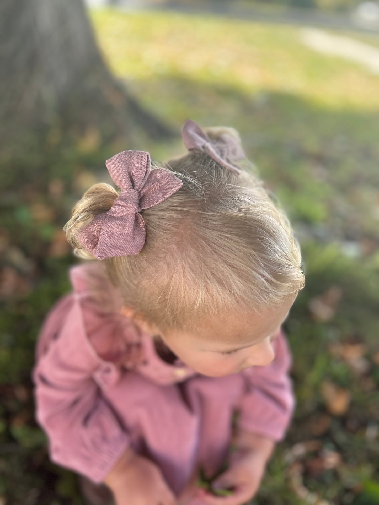 Mini Evie Pigtail bows blush